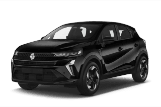 Schräge Frontansicht auf einen Renault Captur Techno, freigestellt