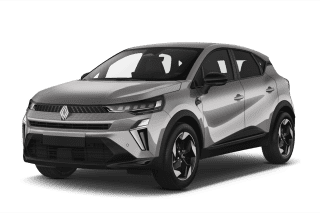 Schräge Frontansicht auf einen Renault Captur Esprit Alpine, freigestellt