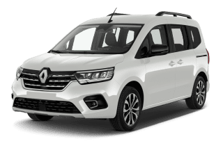 Schräge Frontansicht auf einen Renault Kangoo Techno, freigestellt