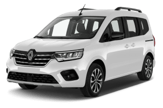 Schräge Frontansicht auf einen Renault Kangoo Techno, freigestellt