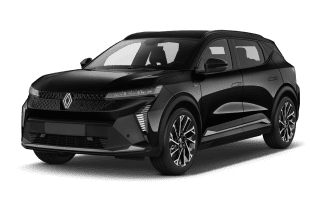 Schräge Frontansicht auf einen Renault Scenic E-TECH Esprit Alpine, freigestellt