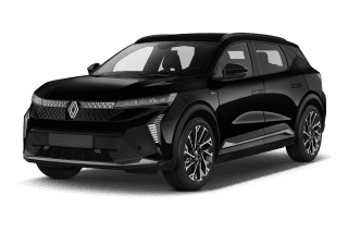 Schräge Frontansicht auf einen Renault Scenic E-TECH Esprit Alpine, freigestellt