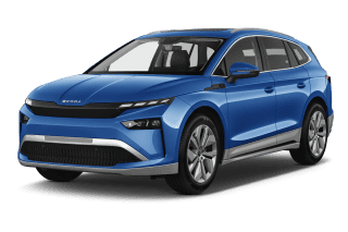 Schräge Frontansicht auf einen Skoda Enyaq Sportline, freigestellt