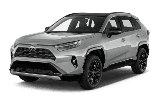 Schräge Frontansicht auf einen Toyota RAV4 Style Selection, freigestellt