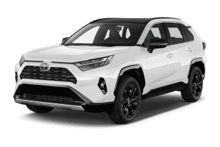 Schräge Frontansicht auf einen Toyota RAV4 Business Edition, freigestellt