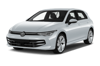 Schräge Frontansicht auf einen Volkswagen Golf GTI Clubsport, freigestellt