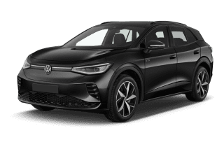 Schräge Frontansicht auf einen Volkswagen ID.4 GTX, freigestellt