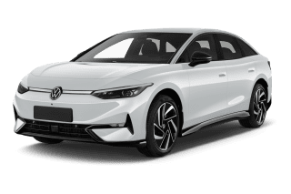 Schräge Frontansicht auf einen Volkswagen ID.7 Pro S, freigestellt