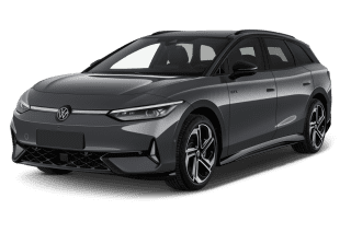 Schräge Frontansicht auf einen Volkswagen ID.7 Pro S, freigestellt