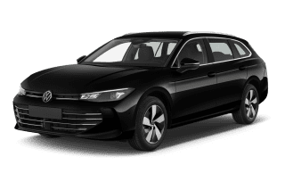 Schräge Frontansicht auf einen Volkswagen Passat R-Line, freigestellt