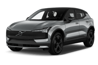 Schräge Frontansicht auf einen Volvo EX30 Cross Country Ultra, freigestellt