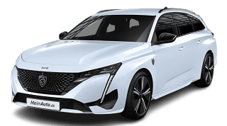 Schräge Frontansicht auf einen Peugeot 308 GT, freigestellt