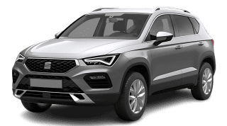 Schräge Frontansicht auf einen SEAT Ateca Road Edition, freigestellt
