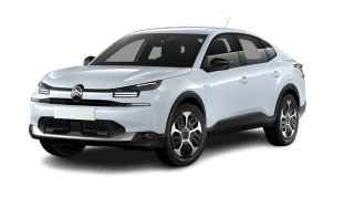 Schräge Frontansicht auf einen Citroën C4 X PLUS, freigestellt