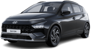 Schräge Frontansicht auf einen Hyundai Bayon Trend, freigestellt