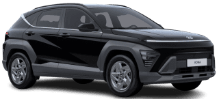 Schräge Frontansicht auf einen Hyundai Kona Trend, freigestellt