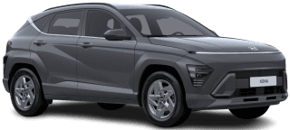 Schräge Frontansicht auf einen Hyundai Kona Trend, freigestellt