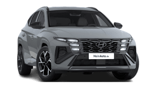 Schräge Frontansicht auf einen Hyundai Tucson N Line X, freigestellt
