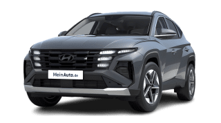 Schräge Frontansicht auf einen Hyundai Tucson Trend, freigestellt