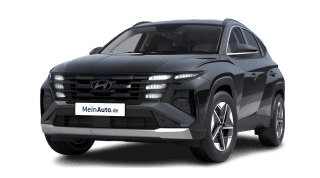 Schräge Frontansicht auf einen Hyundai Tucson Trend, freigestellt