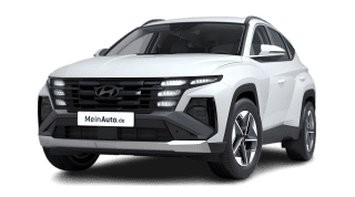 Schräge Frontansicht auf einen Hyundai Tucson Trend, freigestellt