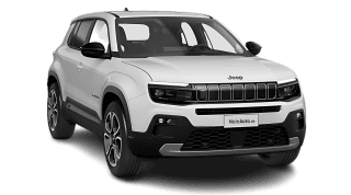 Schräge Frontansicht auf einen Jeep Avenger Summit, freigestellt