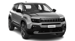 Schräge Frontansicht auf einen Jeep Avenger Summit, freigestellt