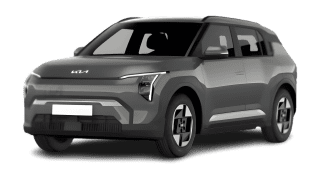 Schräge Frontansicht auf einen Kia EV3 Air, freigestellt