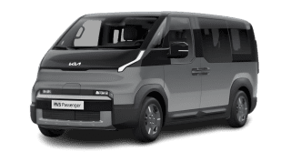 Schräge Frontansicht auf einen Kia PV5 Passenger Plus, freigestellt