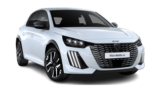 Schräge Frontansicht auf einen Peugeot 208 GT, freigestellt