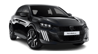 Schräge Frontansicht auf einen Peugeot 208 GT, freigestellt