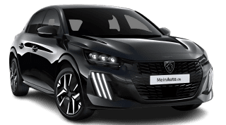 Schräge Frontansicht auf einen Peugeot 208 GT, freigestellt