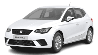 Schräge Frontansicht auf einen SEAT Ibiza Road Edition, freigestellt
