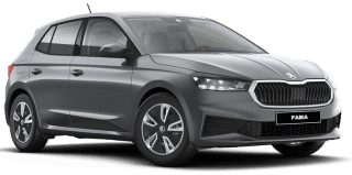 Schräge Frontansicht auf einen Skoda Fabia AMBITION, freigestellt