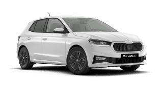 Schräge Frontansicht auf einen Skoda Fabia Balance, freigestellt