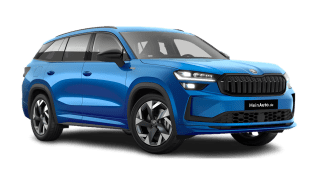 Schräge Frontansicht auf einen Skoda Kodiaq Sportline, freigestellt