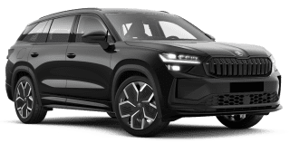 Schräge Frontansicht auf einen Skoda Kodiaq Sportline, freigestellt