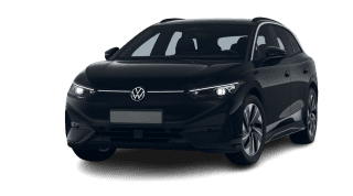 Schräge Frontansicht auf einen Volkswagen ID.7 Pro, freigestellt