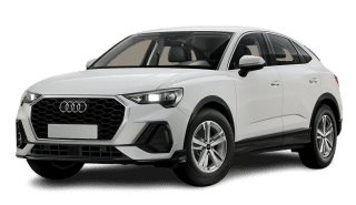 Schräge Frontansicht auf einen Audi Q3 Sportback , freigestellt