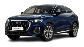 Schräge Frontansicht auf einen Audi Q3 Sportback S line, freigestellt