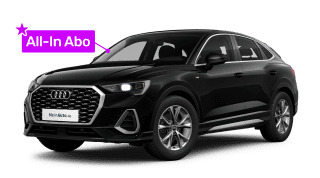 Schräge Frontansicht auf einen Audi Q3 Sportback S line, freigestellt