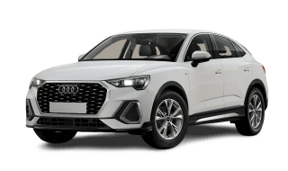 Schräge Frontansicht auf einen Audi Q3 Sportback S line, freigestellt