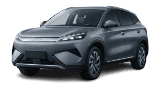 Schräge Frontansicht auf einen BYD Atto 3 Evo Design, freigestellt