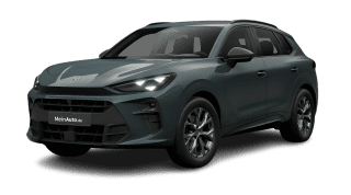 Schräge Frontansicht auf einen CUPRA Terramar , freigestellt