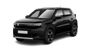 Schräge Frontansicht auf einen Fiat Grande Panda La Prima, freigestellt