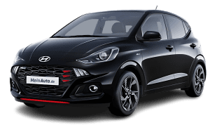 Schräge Frontansicht auf einen Hyundai i10 N Line, freigestellt