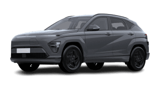 Schräge Frontansicht auf einen Hyundai Kona Elektro Trend, freigestellt