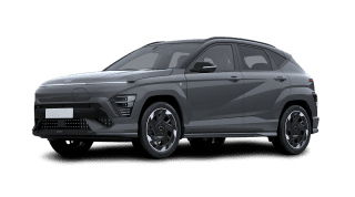 Schräge Frontansicht auf einen Hyundai Kona Trend, freigestellt