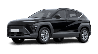 Schräge Frontansicht auf einen Hyundai Kona Trend, freigestellt