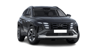 Schräge Frontansicht auf einen Hyundai Tucson Trend, freigestellt